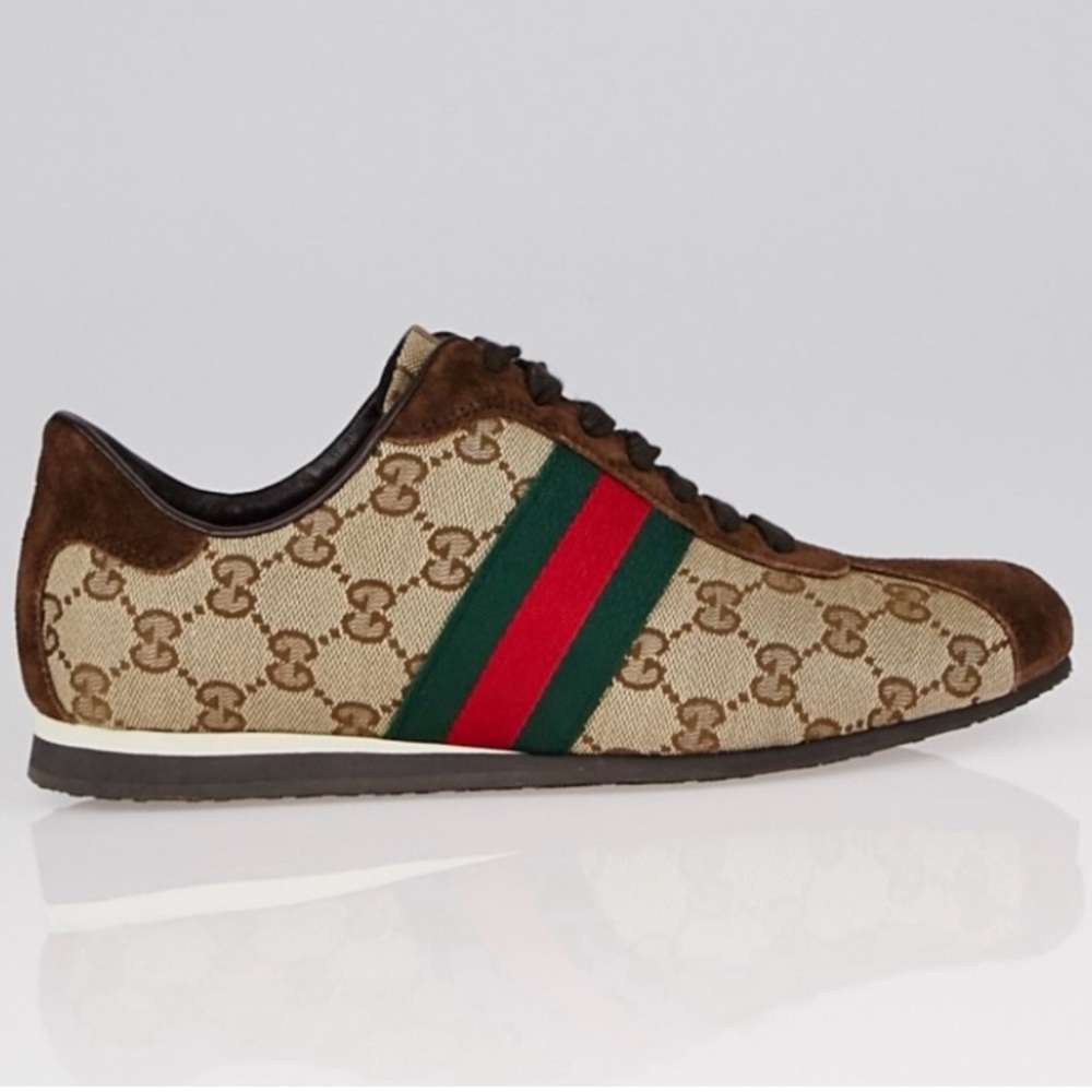 Gucci Beige GG Canvas and Brown Suede Web Detail
Sneakers Size